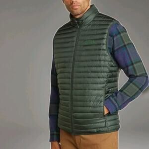 Men’s Eddie Bauer Microlight 650 Down Vest Hunter Green Large Tall Lightweight